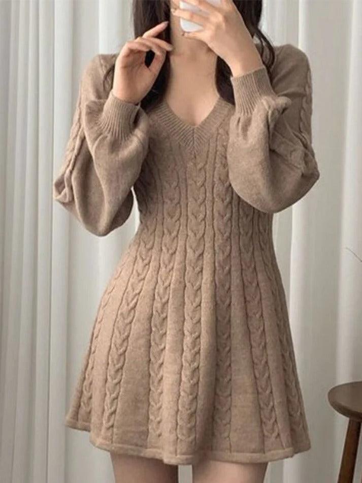 Levoire | Robe Pull Décolleté À Col V À Manches Longues