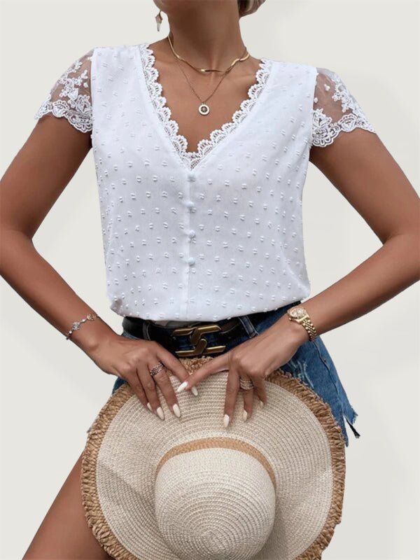 Levoire | Chemise col en V à manches panneaux décoration pointue chemise Blanc
