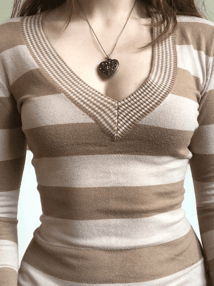 Levoire | Haut Décolleté En Tricot Rayé