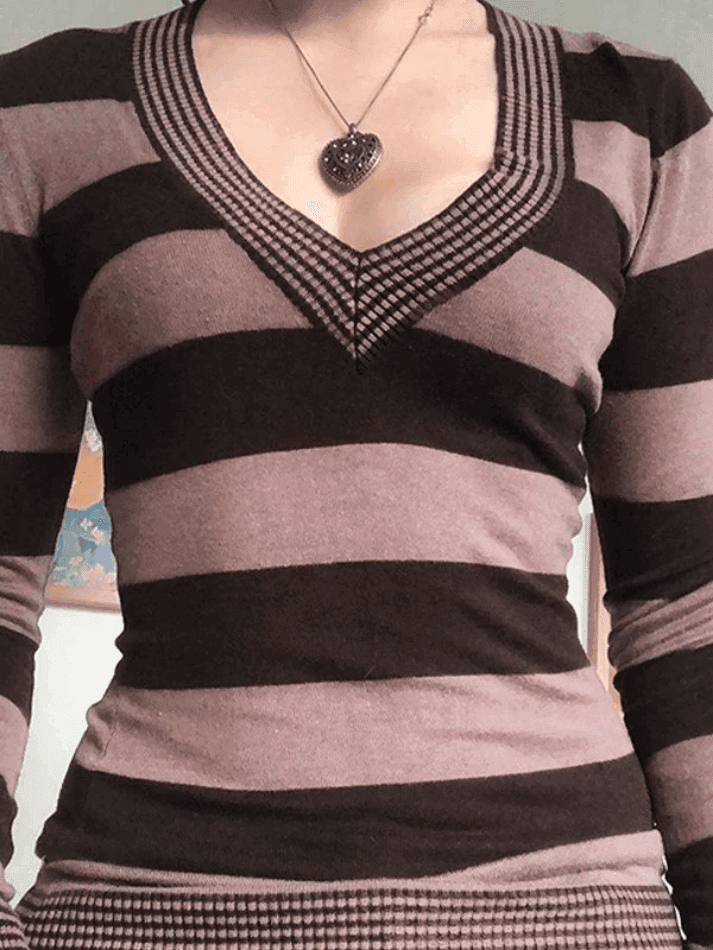 Levoire | Haut Décolleté En Tricot Rayé