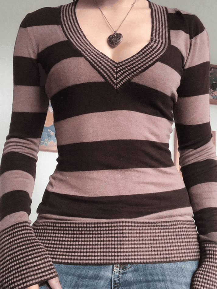 Levoire | Haut Décolleté En Tricot Rayé