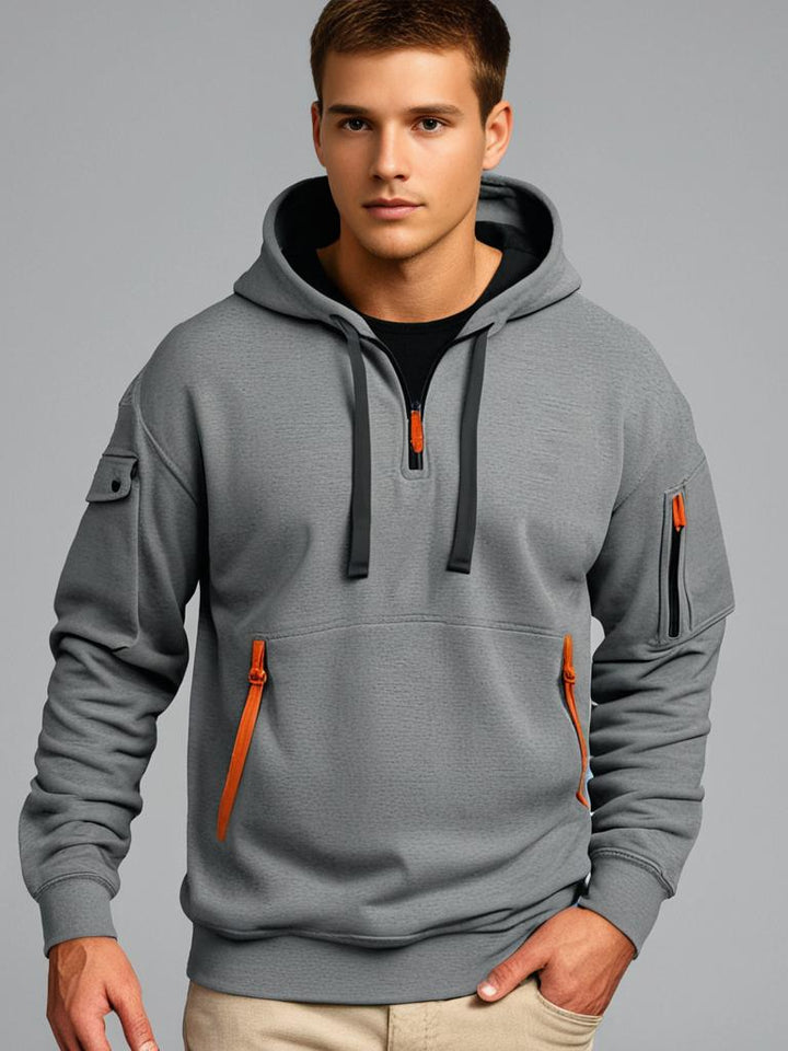 Levoire | Sweat À Capuche Pour Hommes Avec Poches Zippées Gris