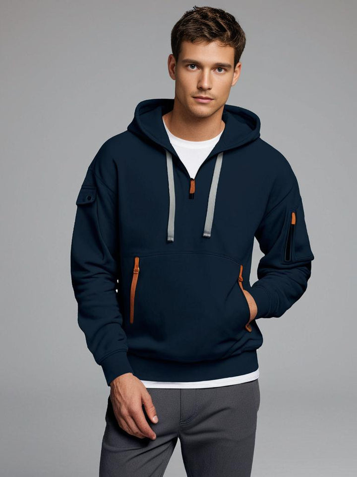 Levoire | Sweat À Capuche Pour Hommes Avec Poches Zippées Bleu