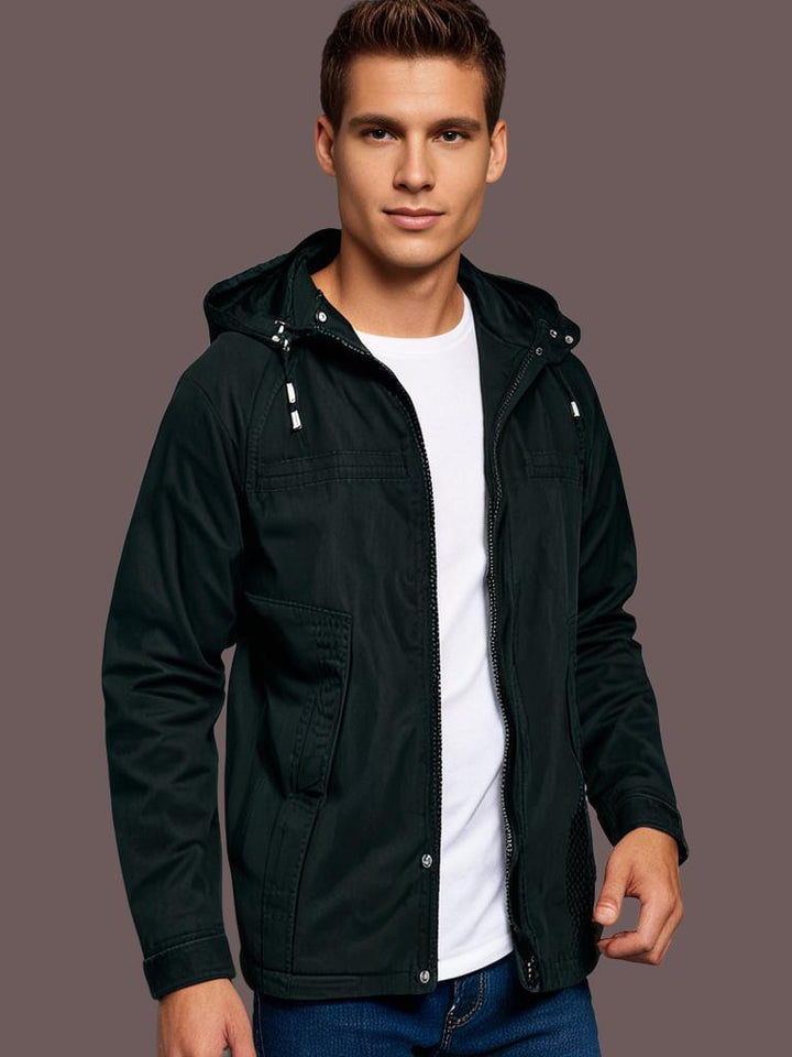 Levoire | Veste De Transition Pour Hommes Avec Capuche Noir