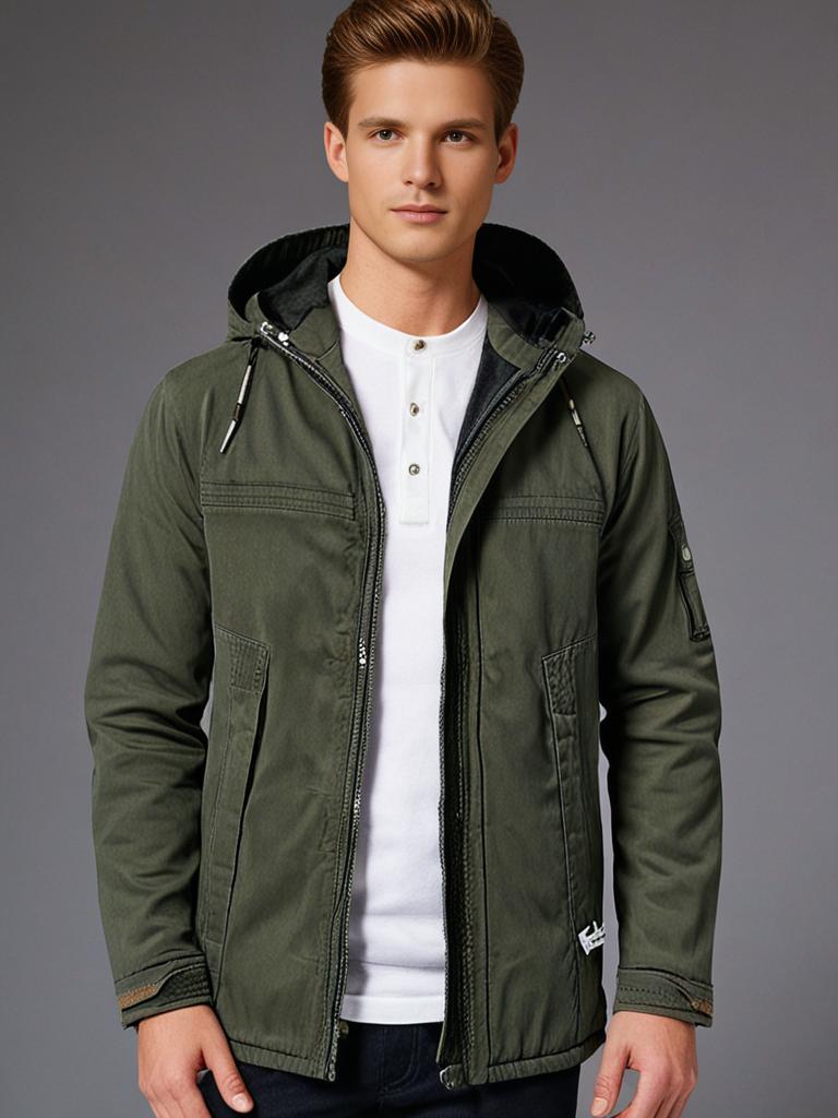 Levoire | Veste De Transition Pour Hommes Avec Capuche Vert