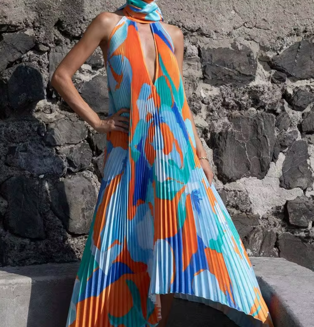 Levoire | Robe Plissée Longue Avec Col Halter