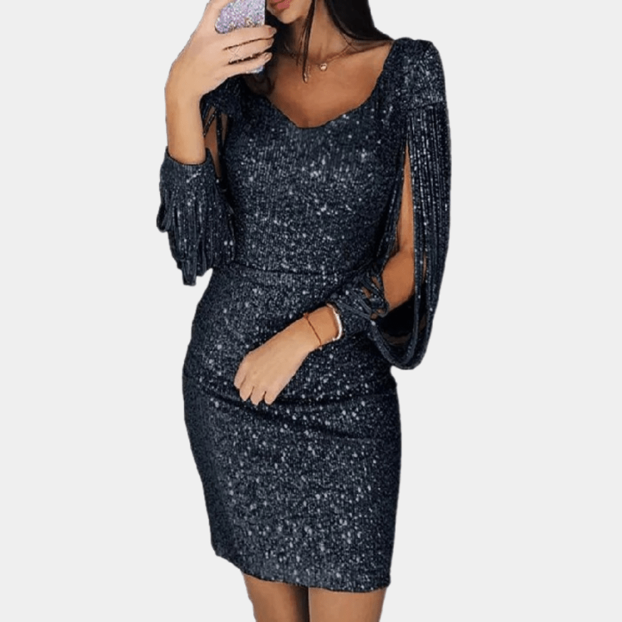 Levoire | Robe à paillettes pour femmes avec des manches élégantes Robe élégante et confortable Noir