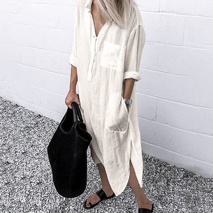 Levoire | Robe Chemise À Manches Longues Pour Femmes Beige
