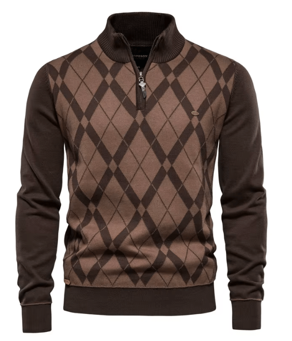 Levoire | Pull Homme À Zip Braun