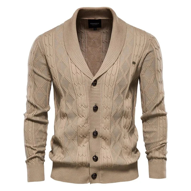 Levoire | Veste Pour Homme En Maille Avec Boutons Khaki