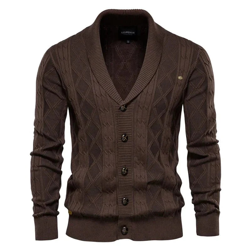 Levoire | Veste Pour Homme En Maille Avec Boutons Brun foncé