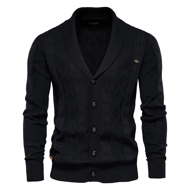 Levoire | Veste Pour Homme En Maille Avec Boutons Noir