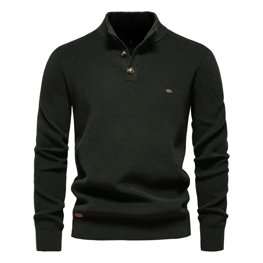 Levoire | Pull Homme Avec Design À Boutons Vert foncé