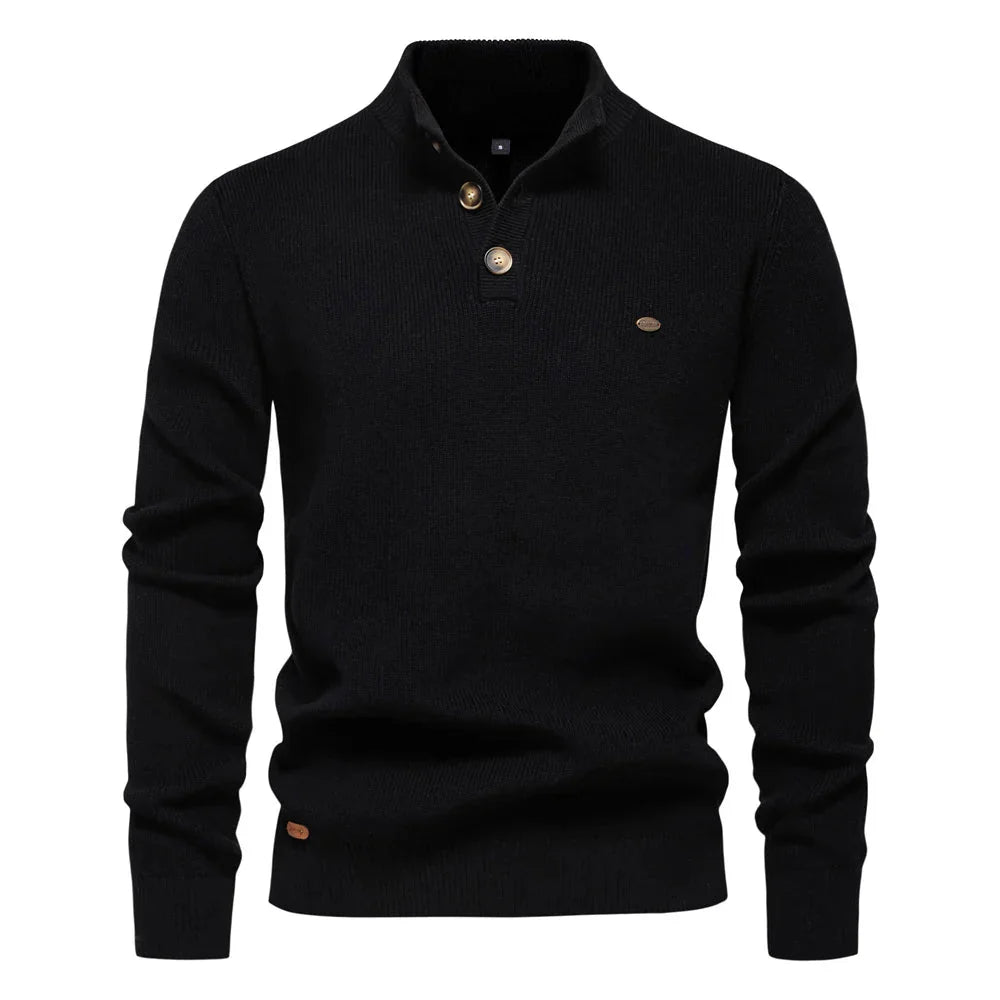 Levoire | Pull Homme Avec Design À Boutons Noir