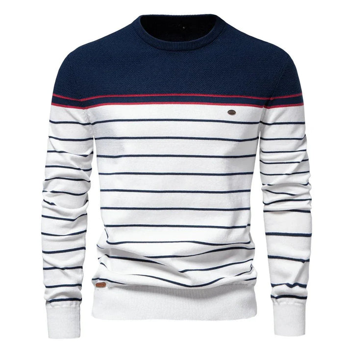Levoire | Pull Homme Avec Motif Rayé Bleu