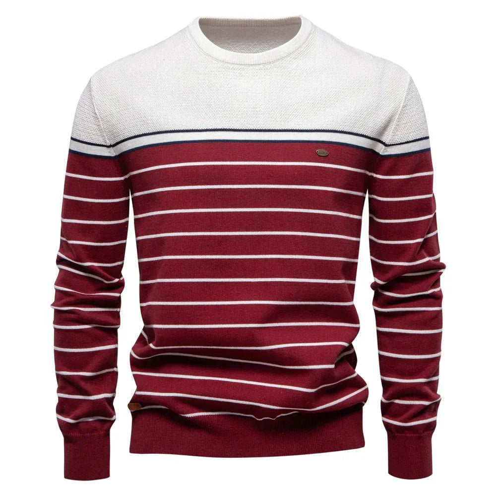 Levoire | Pull Homme Avec Motif Rayé Blanc