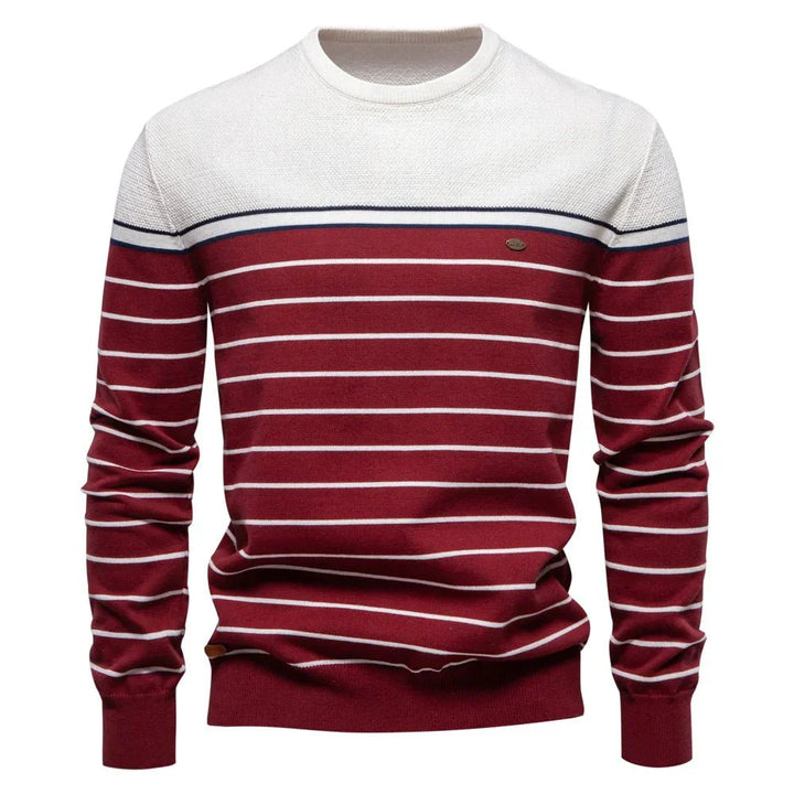 Levoire | Pull Homme Avec Motif Rayé Blanc