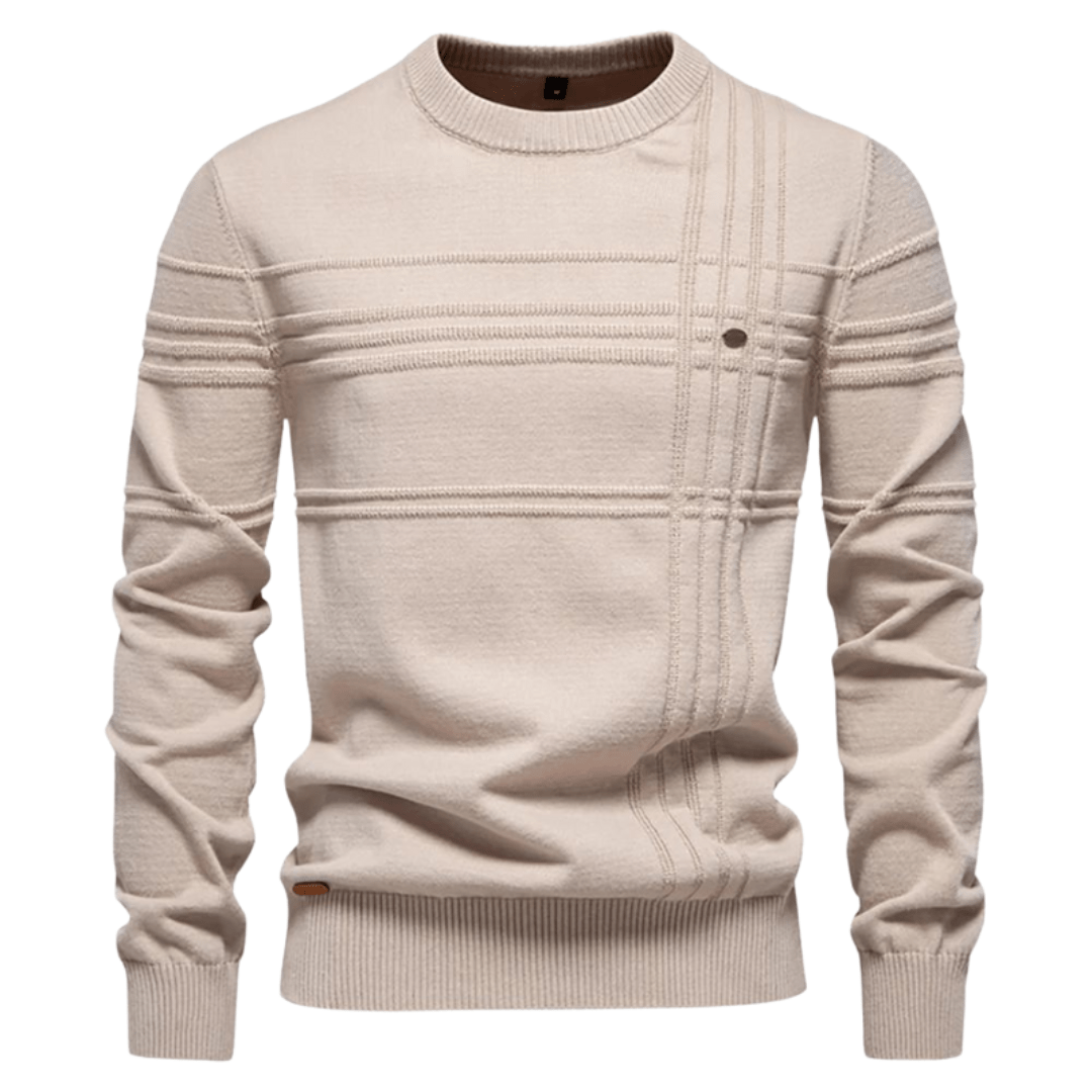 Levoire | Pull Pour Hommes Avec Design À Carreaux Beige