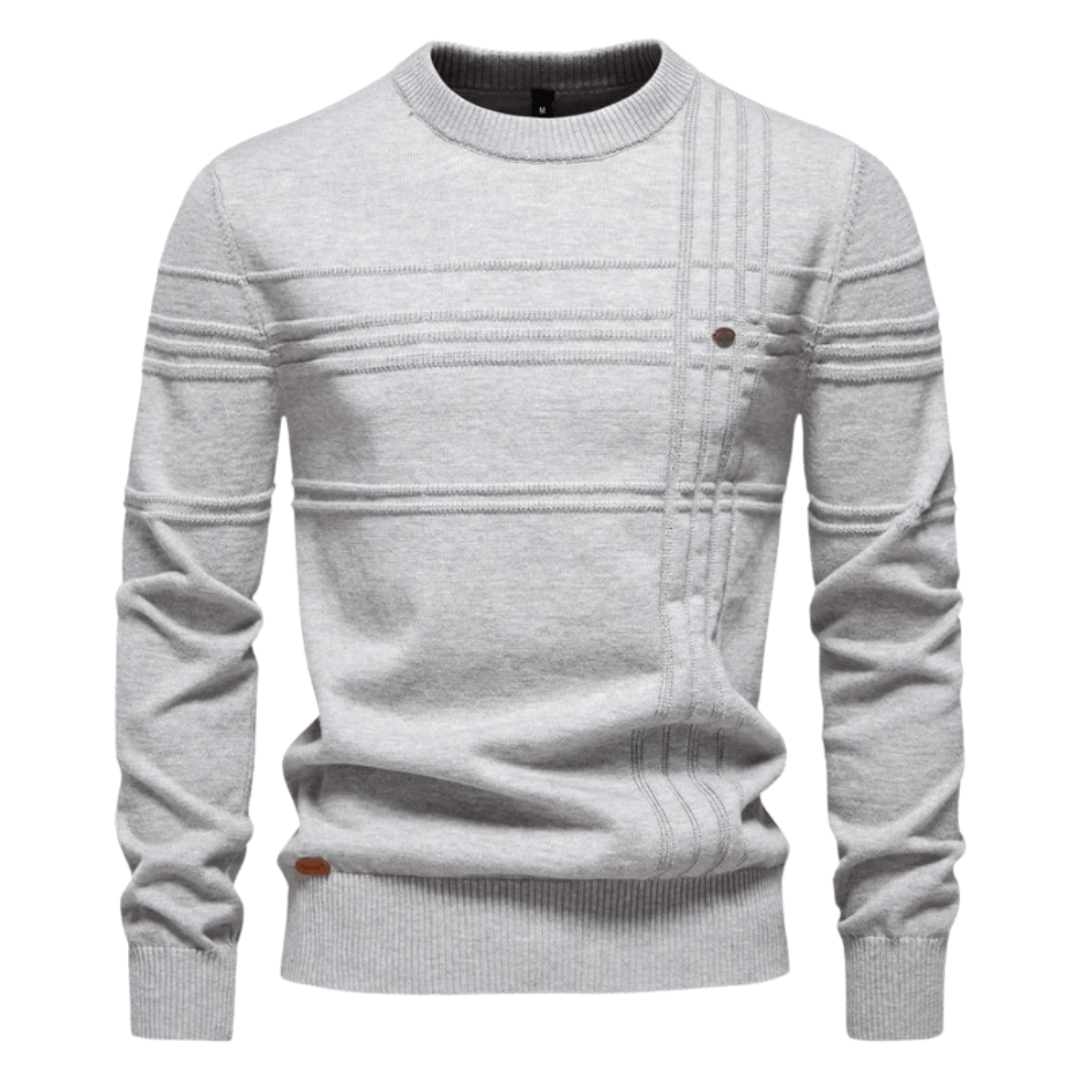 Levoire | Pull Pour Hommes Avec Design À Carreaux Gris clair