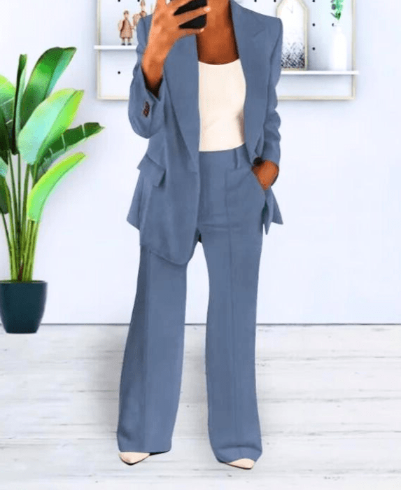 Levoire | Blazer Femme Confortable & Chic Ensemble de Blazer Tenue Décontractée & Formelle Bleu