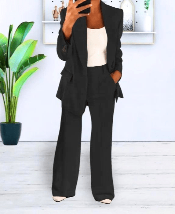 Levoire | Blazer Femme Confortable & Chic Ensemble de Blazer Tenue Décontractée & Formelle Noir