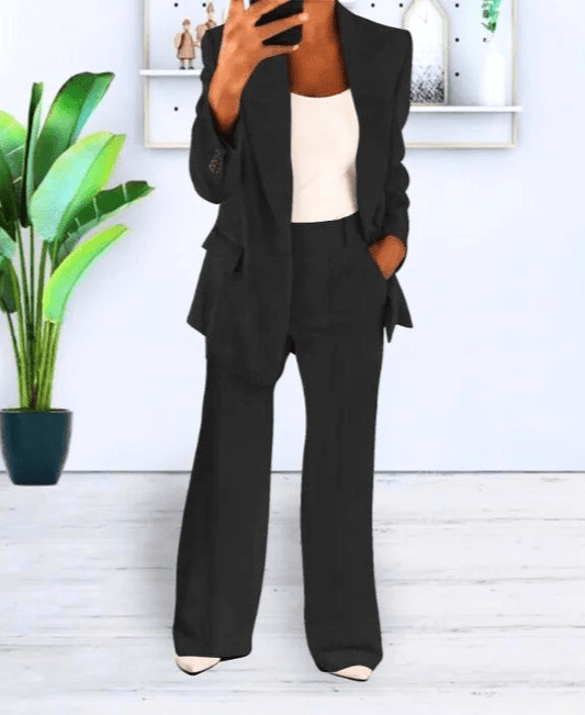 Levoire | Blazer Femme Confortable & Chic Ensemble de Blazer Tenue Décontractée & Formelle Noir