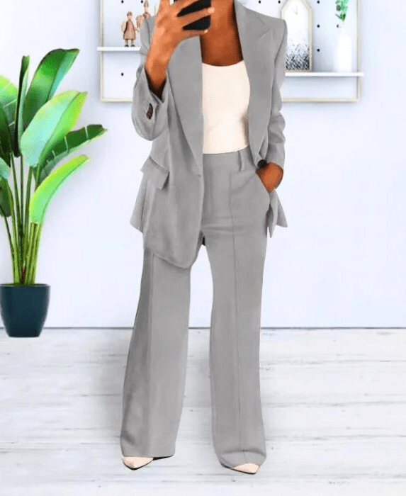 Levoire | Blazer Femme Confortable & Chic Ensemble de Blazer Tenue Décontractée & Formelle Gris