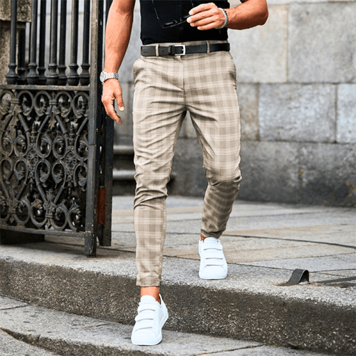 Levoire | Pantalon Chino Style Élégant Décontracté Ajusté Pour Hommes Beige