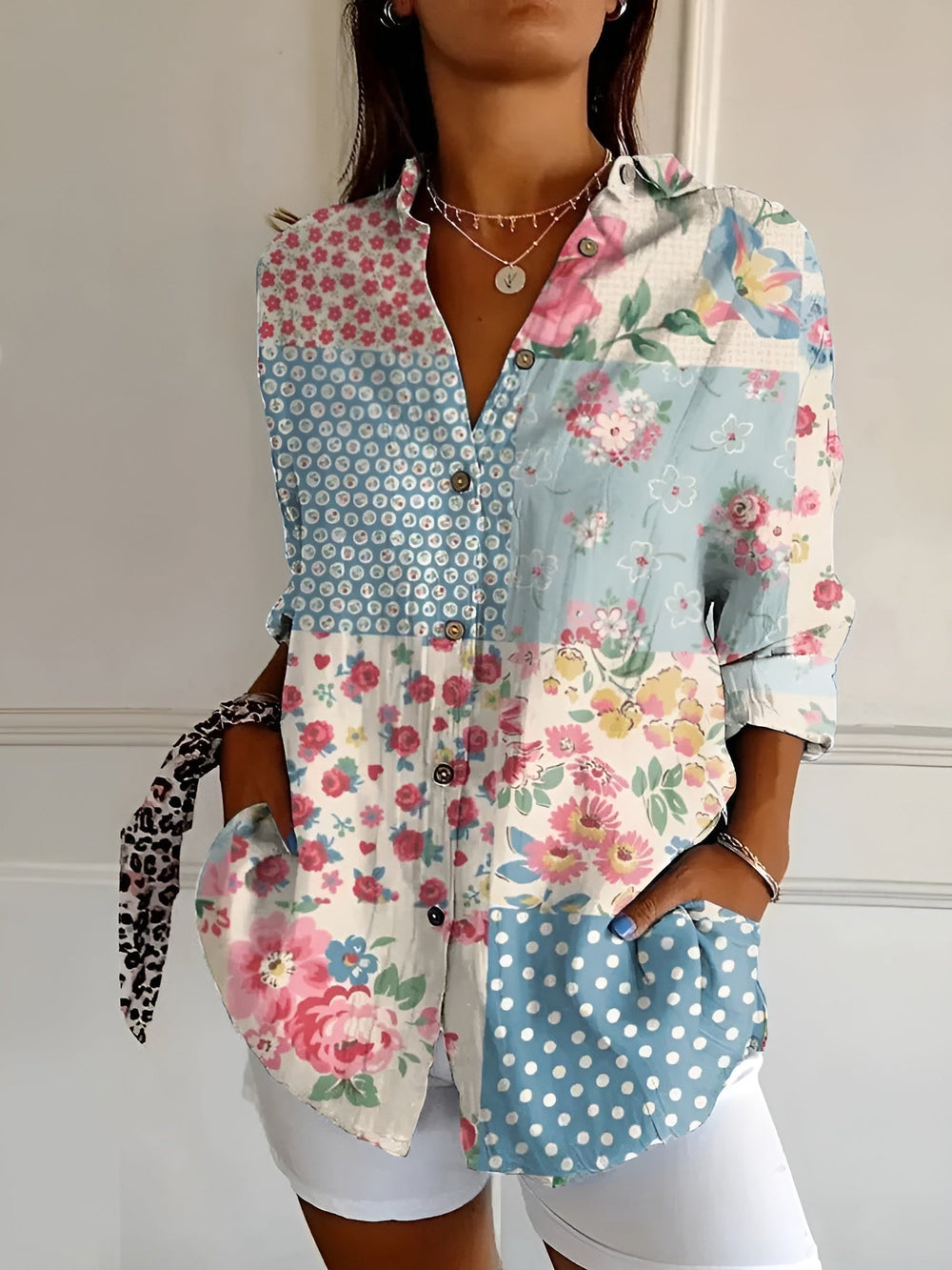 Levoire | Blouse Imprimée Femme Fleur bleue