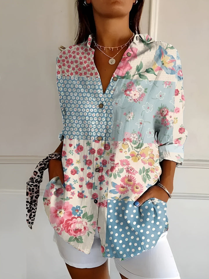 Levoire | Blouse Imprimée Femme Fleur bleue