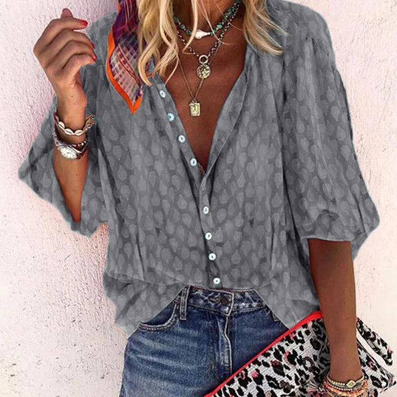 Levoire | Chemise Relaxed Confortable Avec Bouton Gris