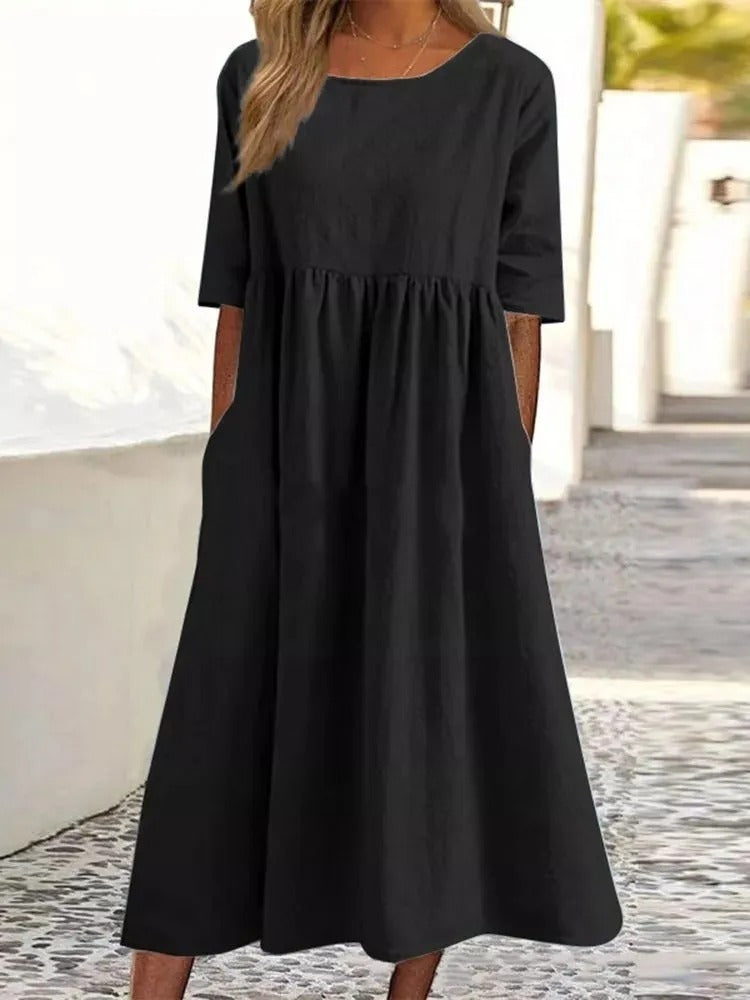 Levoire | Robe À Manches Courtes Pour - Femmes - Midi Noir