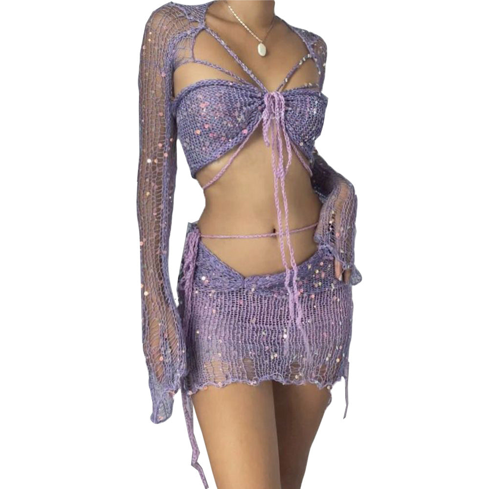 Levoire | Deux Pièces, Jupe Ajustée Avec Des Sequins Et Pull En Tricot Liila