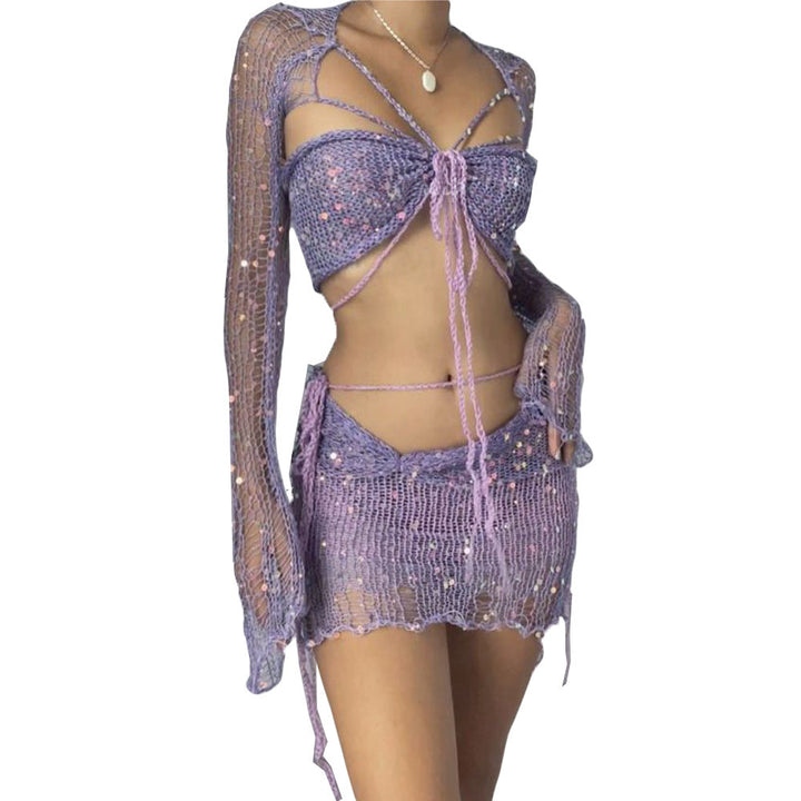 Levoire | Deux Pièces, Jupe Ajustée Avec Des Sequins Et Pull En Tricot Liila