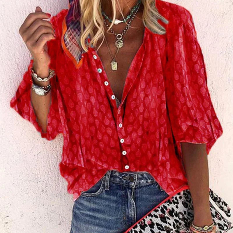 Levoire | Chemise Relaxed Confortable Avec Bouton Rot