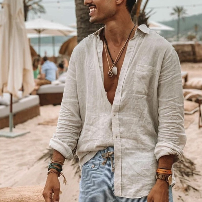 Levoire | Chemise De Plage En Lin Décontractée Pour Jours Chauds Blanc