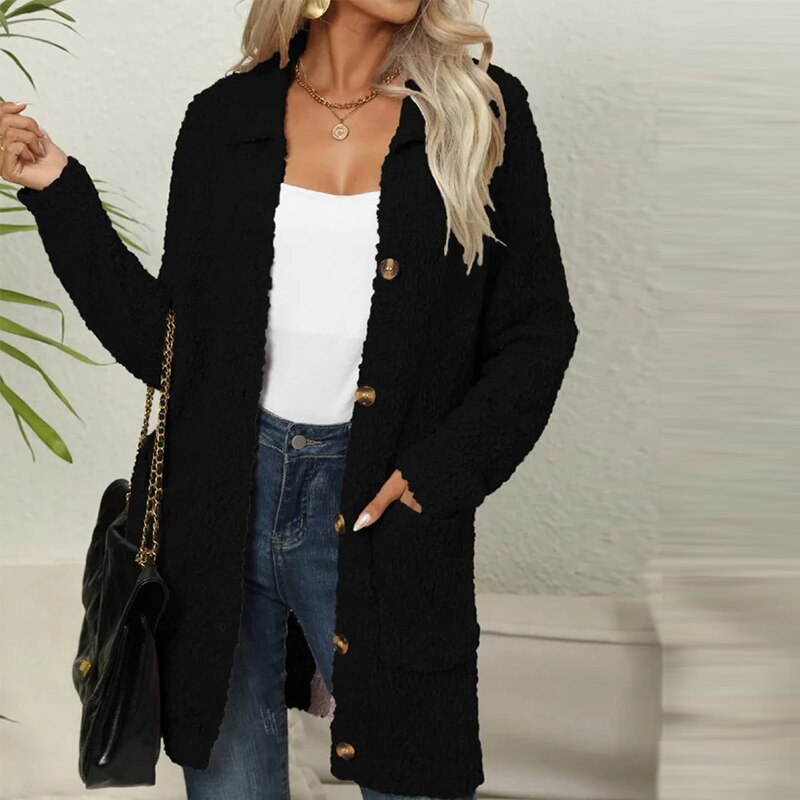 Levoire | Gilet En Teddy Douillet Avec Poches Tendance Pour Femmes Noir