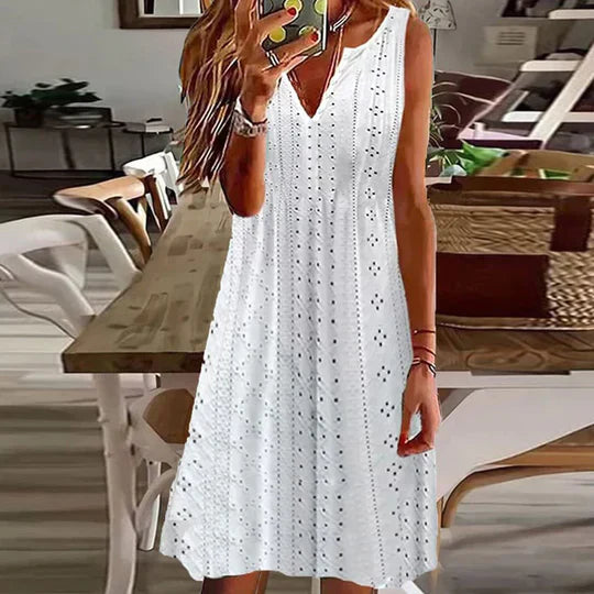 Levoire | Robe Élégante À Motif Floral À Décolleté En V Blanc