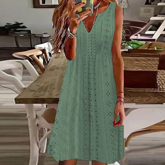 Levoire | Robe Élégante À Motif Floral À Décolleté En V Vert