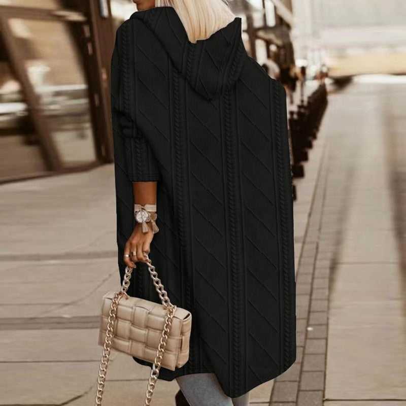 Levoire | Cardigan Long Avec Capuchon Noir