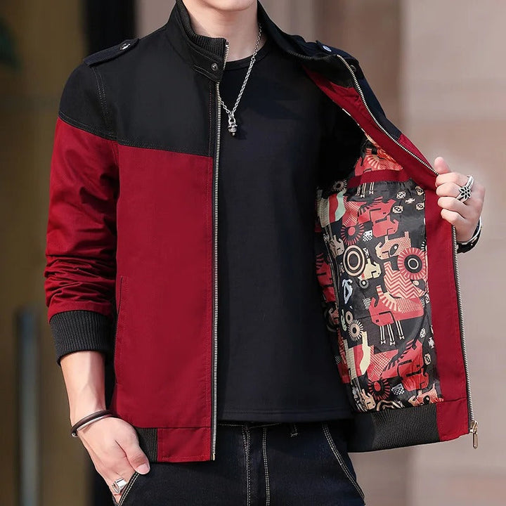 Levoire | Veste Stylée Avec Détails Aux Épaules Noir Rouge