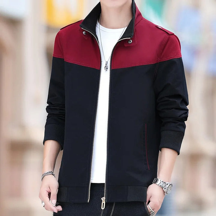 Levoire | Veste Stylée Avec Détails Aux Épaules Rouge Noir