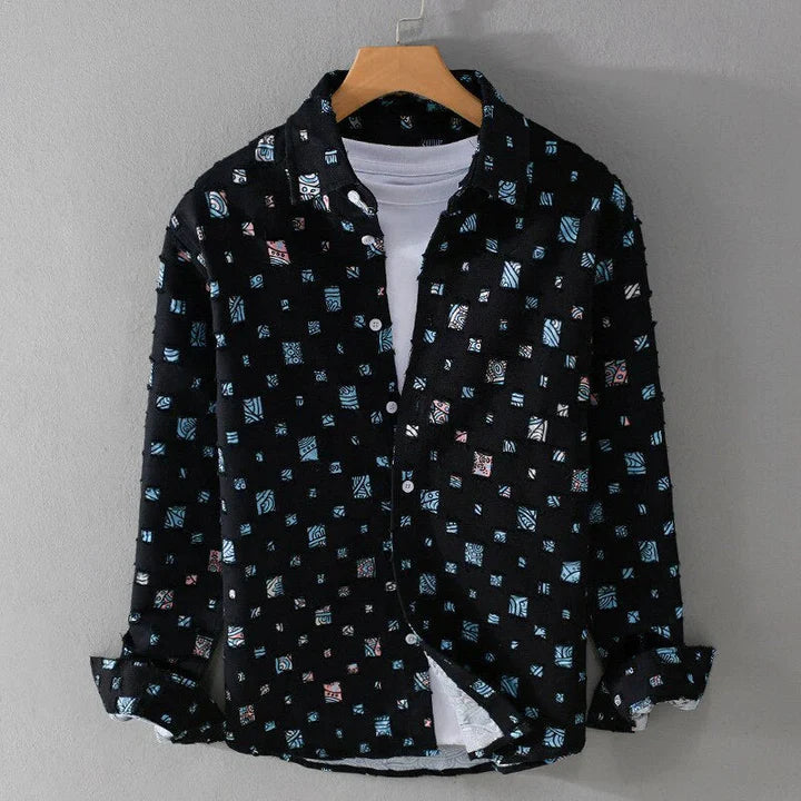 Levoire | Chemise en denim effilochée Noir