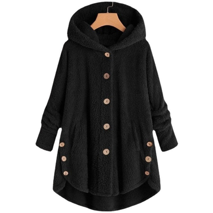 Levoire | Veste En Fleece Chaude Et Confortable À Mi-Longue Avec Capuche Noir