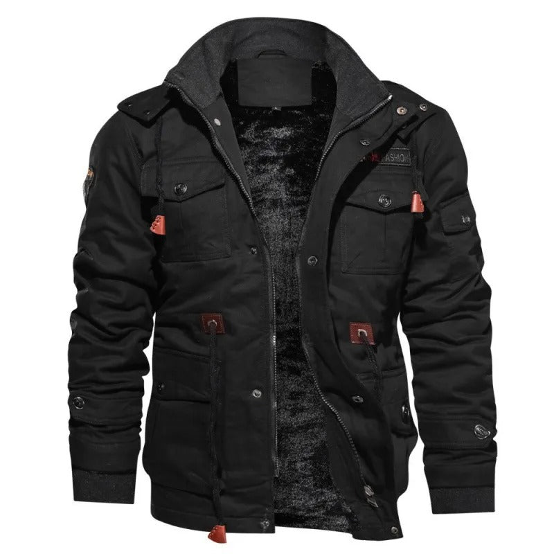 Levoire | Veste Tactique Hiver Homme Avec Capuche Noir