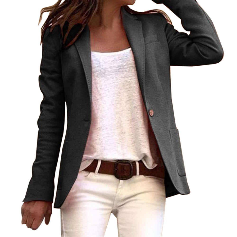 Levoire | Blazer Femme Slim À Manches Longues À Bouton Revers Noir