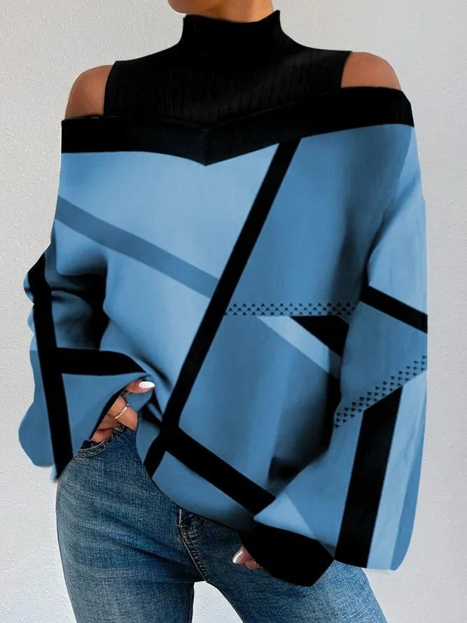 Levoire | Robe Maxi Élégante À Col Haut Bleu