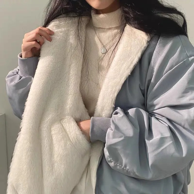 Levoire | Veste D’Hiver À Double Couche Au Style Coréen Bleu
