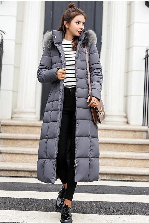Levoire | Manteau D'Hiver Long Avec Ceinture Gris Foncé
