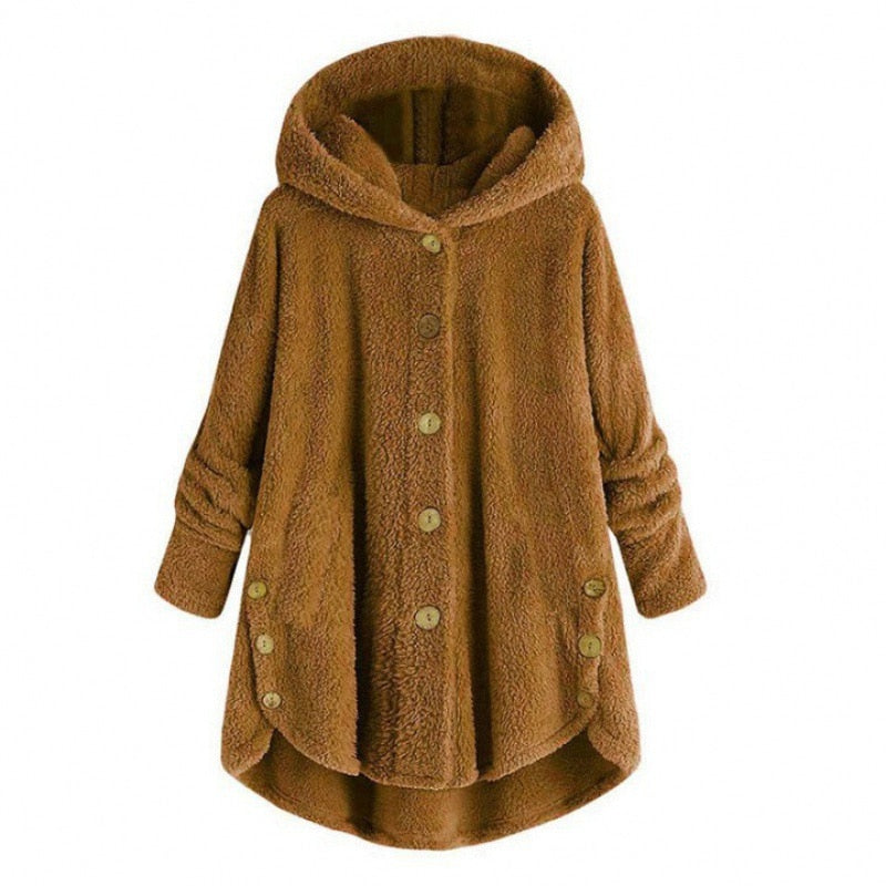 Levoire | Veste En Fleece Chaude Et Confortable À Mi-Longue Avec Capuche Gingembre